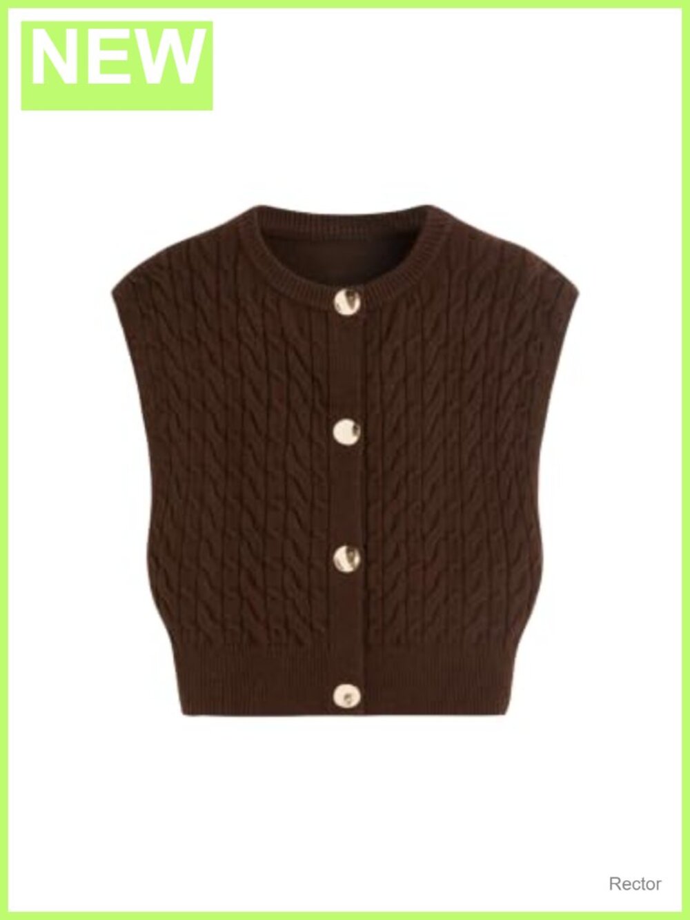 Crop Sweater Vest Button Up Cap Sleeve Cable Knit Cardigan